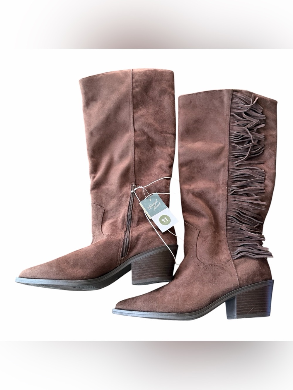 Universal Thread Brown Suede Fringe Knee-High Boots |Size 11